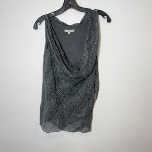 Prontomoda‎ Giusy Womens Sleeveless Animal Print Silk Blouse Gray S Cowl Neck
